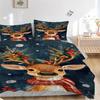 3pc Christmas Deer with Berries & Flowers Home Decorative Bedding Set Daily Use,Suitable for Bedroom