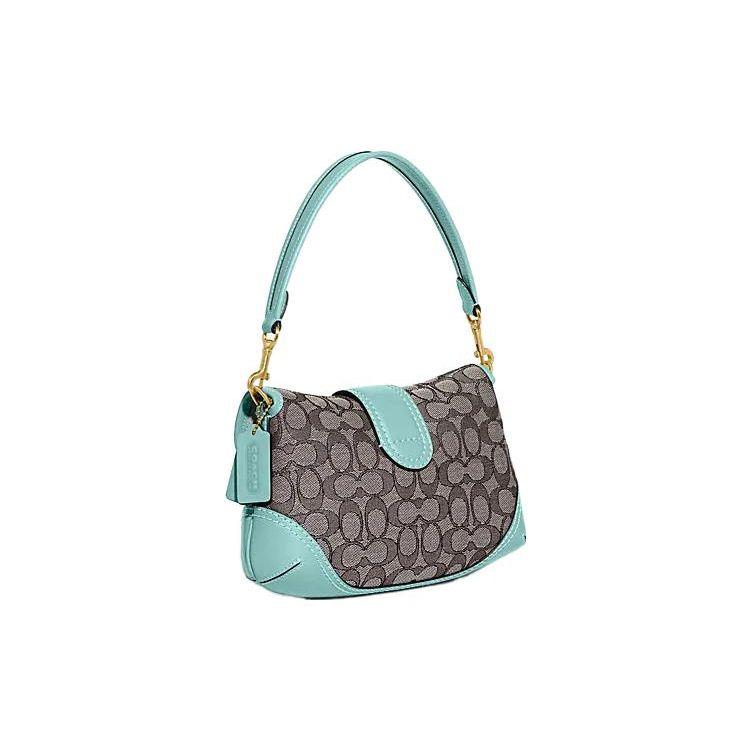 Coach Soho 27 Klassieke Monogram Magnetische Sluiting Stof En Leer Halve Maan Schoudertas Dames schoudertas Blauw Grijs CJ814-B4VSW