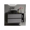 Meuble sous-vasque suspendu de 80 cm de large,avec vasque en céramique,avec tiroirs,design moderne,noir-gris