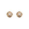 Temperament Gold Color Edging Geometric Imitation Pearl Stud Earrings for Women Retro Piercing Jewelry Accessories