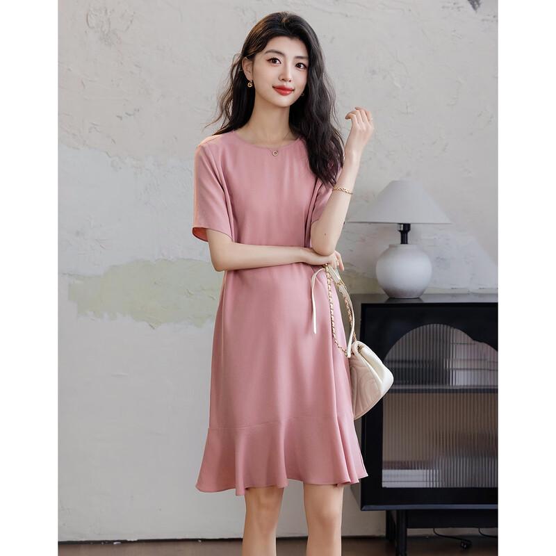 Women's Silky Acetate Ruffle Midi Dress