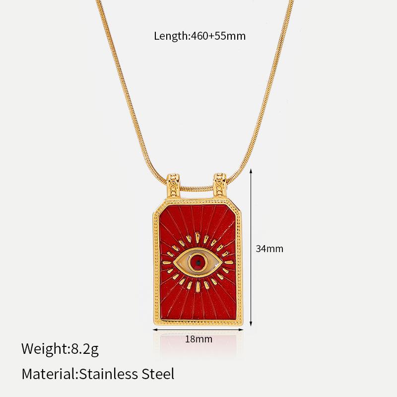 Best Selling Tarot Devil's Eye Necklace Color Oil Drip Craft Stainless Steel Gold Plated Non-Fading Clavicle Chain