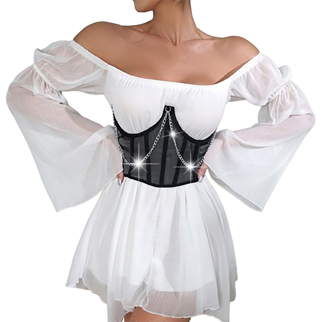 Mesh Splicing Chain Sexy Underwear Wrapped Chest Waist Slim Sexy Inner Wear
