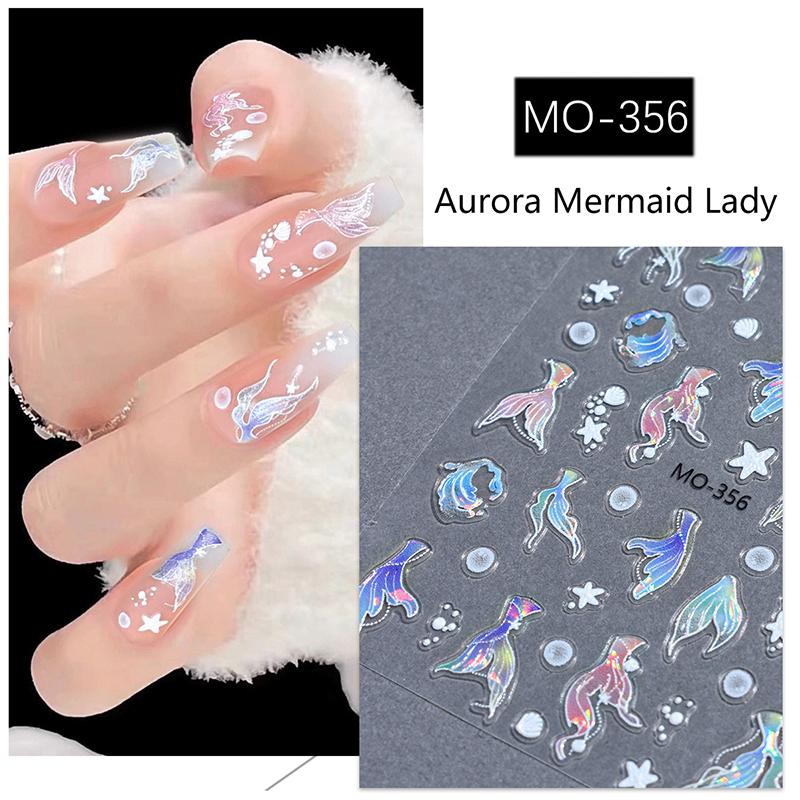 Marzycielski Naklejka na Paznokcie Syreni Ogon Brokat Realistyczny Stereoskopowy Efekt Wzmacniający Samoprzylepny Dla Entuzjastów DIY Nail Art