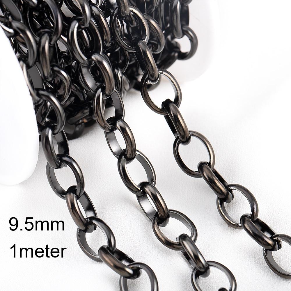 2meter 1meter Black Plated Chain for Men Punk Jewelry Making Necklace Stainless Steel Trend Link Chain Chunky Chain DIY Bracelet
