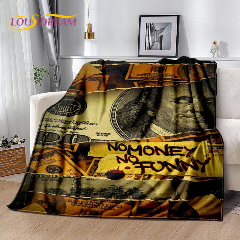 Zengin Dolar Euro Pound Para 3D Karikatür Battaniye, Yumuşak Atmak Battaniye Ev Yatak Odası Yatak Kanepe Piknik Ofis Seyahat Kapak Hediye Çocuk