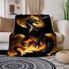 "Flaming Black Dragon Fantasy Art Print"Blanket Flannel Throw Blanket for Sofa, Bed, Travel, Camping, Office, Couch, Chair, And Bed Gift for