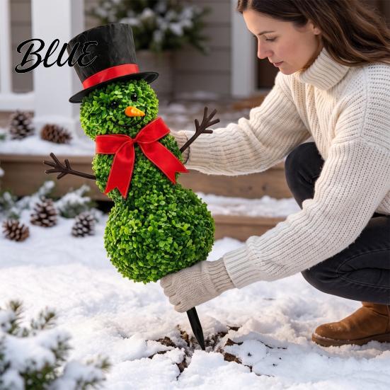 Outdoor Christmas Snowman Stake Yard Stake, Simulation Topiary Decoration for Home Decor Indoor Porch Garden, Festive Holiday Durable Plastic