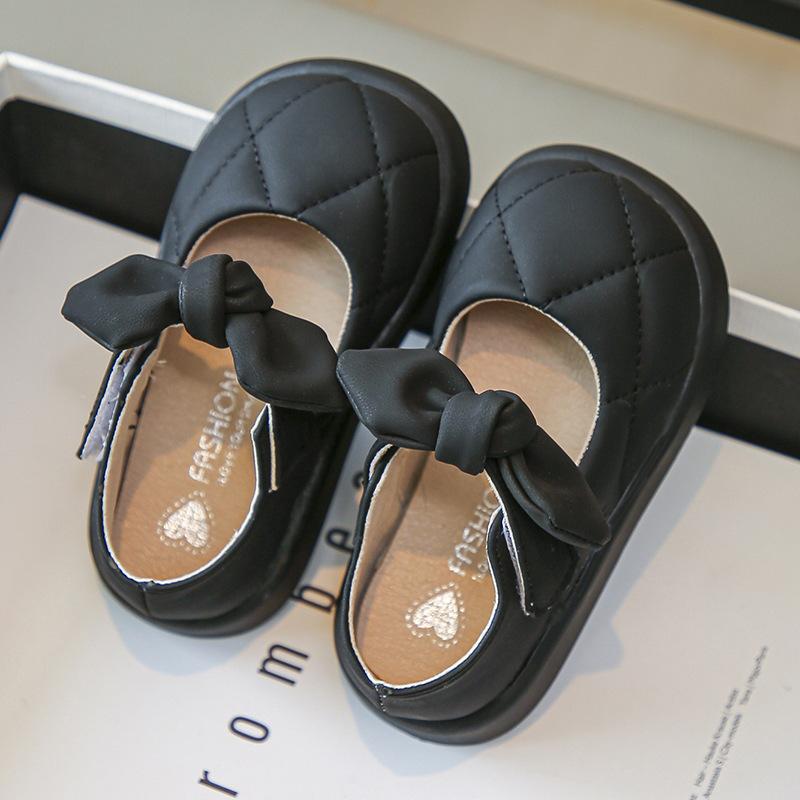 Girls small leather shoes 2025 spring and autumn new children's shoes princess shoes girls soft-soled bow white single shoes