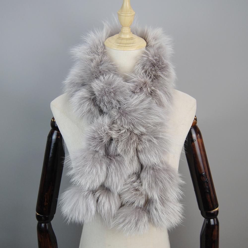 

2025 Hot Sale Fashion Pompoms Lady Real Raccoon Fur Scarves Women Winter Warm Natural Fox Fur Scarf Fluffy Genuine Fur Muffles one size
