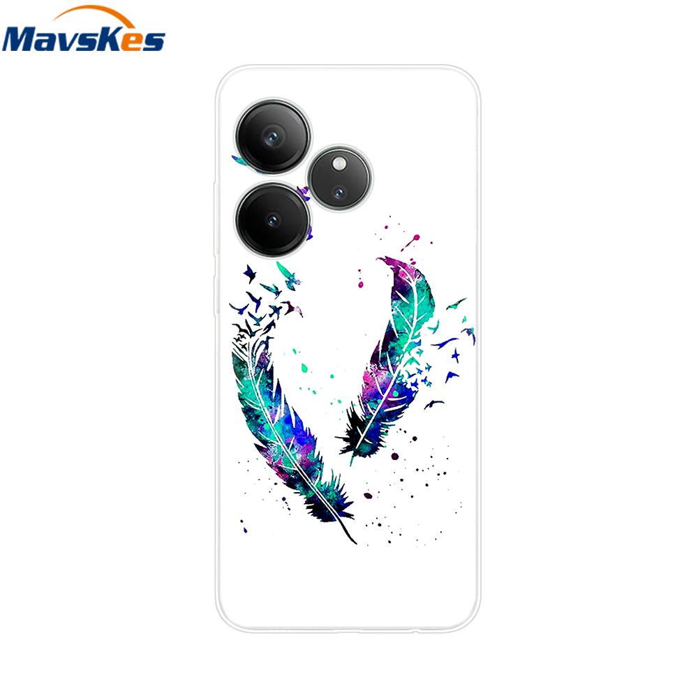 For Realme GT 6T Case Soft TPU Clear Painted Back Cover For Realme GT 6 Case GT6 6T Transparent Bumper RealmeGT6 Cute Protector