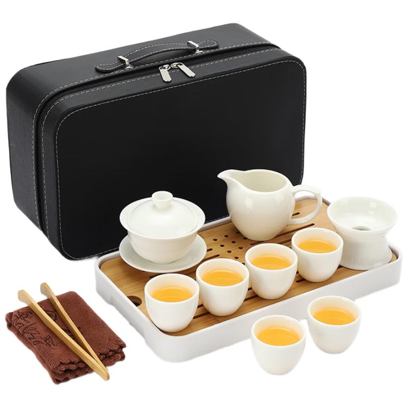 Woding Mutton-Fat Jade White Porcelain Travel Gongfu Tea Set