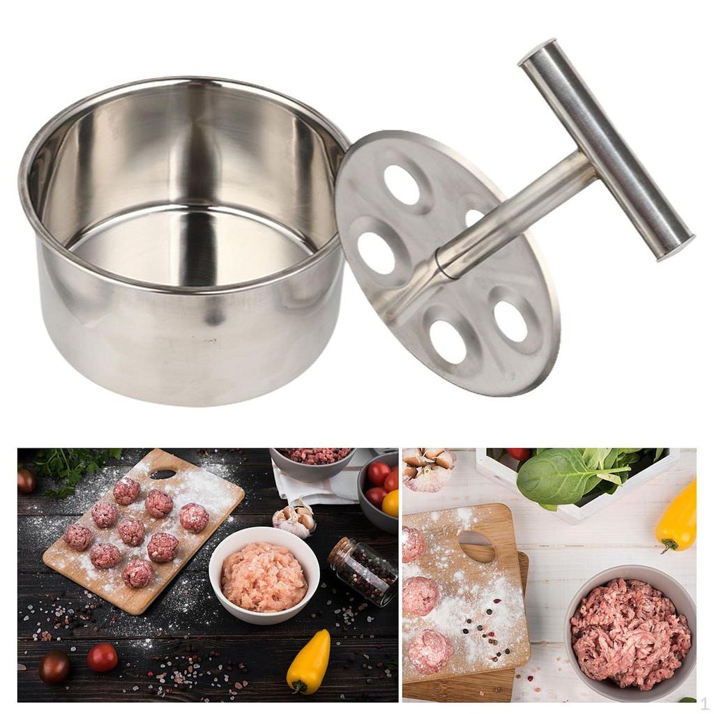 5 Hole Meatball Maker Manual DIY Stainless Steel Cooking Utensils Dispenser Tool Meat Ball