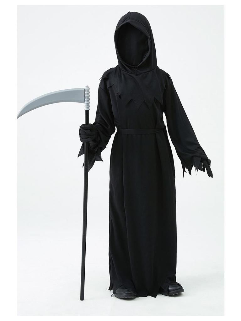 Children's Halloween Grim Reaper Costume with Red Eyes Robe - Horror Cosplay Outfit