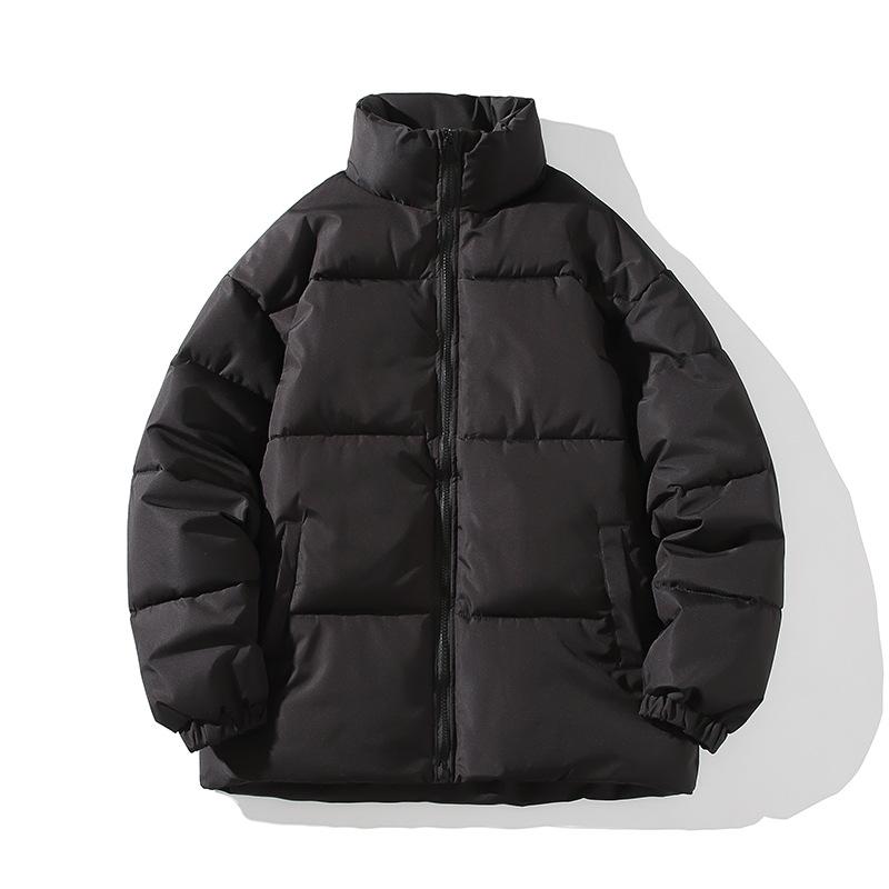 New Couples Stand Collar Cotton-padded Jacket Loose Short Unisex Padded Cotton-padded Bread Coat In Winter.