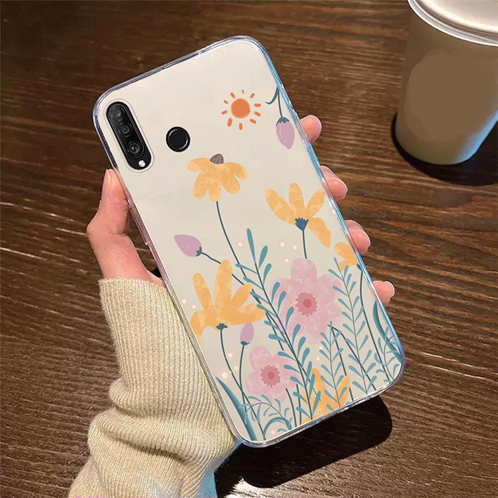 

Цветочный Романтический Кружевной Узор Чехол Для Телефона Для Huawei P30 P20 Lite Mate 20 Y6 Y7 P Smart 2019 Прозрачный Прозрачный Ударопрочный Чехол Huawei Y6 2019