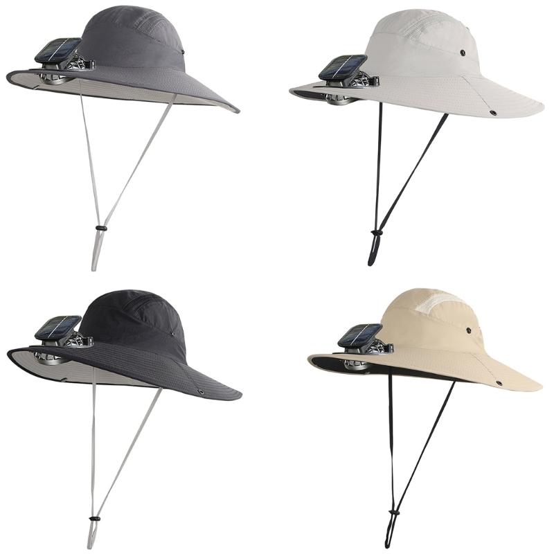Men's Solar Powered Rechargeable Fishing Hat With Fast Drying and High Speed Fan For Outdoor Activity Fishing Headwear