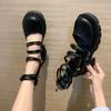 Fashion Brand New Design Goth Summer Sandals Women Platform Chunky High Heels Female Shoes Punk Thin Band 2025 Fashion Shoes For Woman