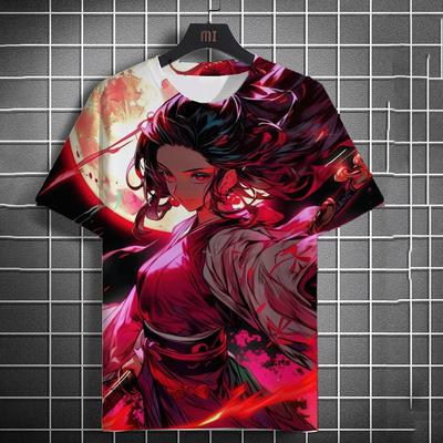 Herren Street Hip Hop Mehrfarbig Lässig Kurzarm Bequem Modisch Atmungsaktiv 3D-Druck HD Anime Charakter Druck