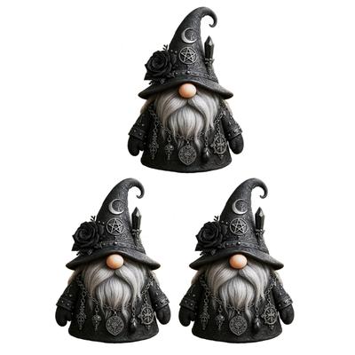 Resin Gnomes Statue Sculptures Ornament for Home Garden Yard Decorations Collectibles Gift Gothic Witch Gnomes Figurines