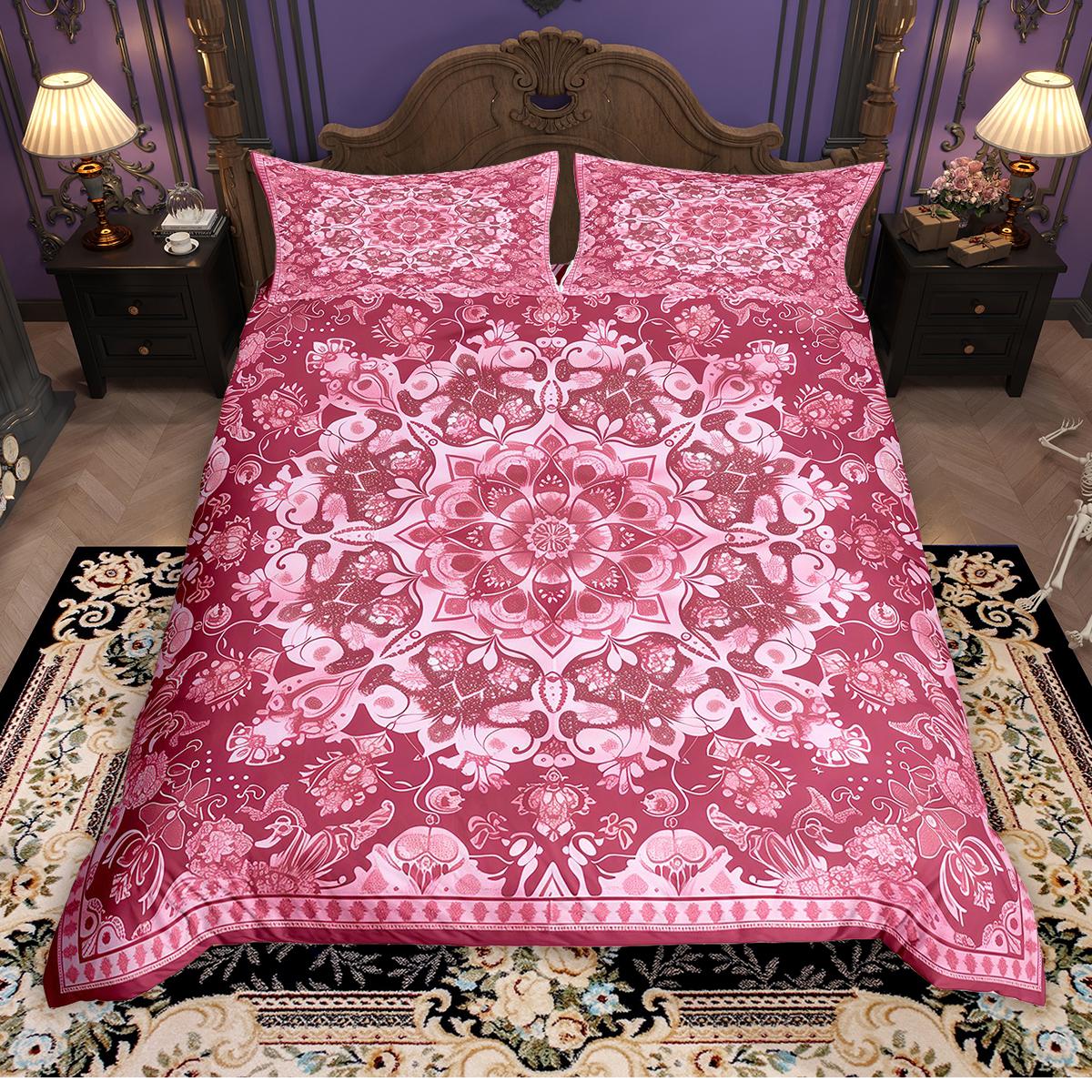 

Homewish Hippie Mandala Duvet Cover Set 2Pcs/3Pcs Bohemian Flower Floral Bedding Set Boho Western Tribal Bed Set EU Single(135*200cm)3pcs