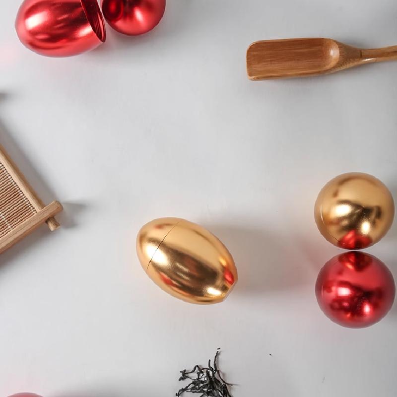 Aluminiumlegierung Eiform-Vorratsbehälter Mini Tragbare Teekanne Metall Goldener Eier-Vorratsbehälter Kreative Geschenke Vorratsartikel