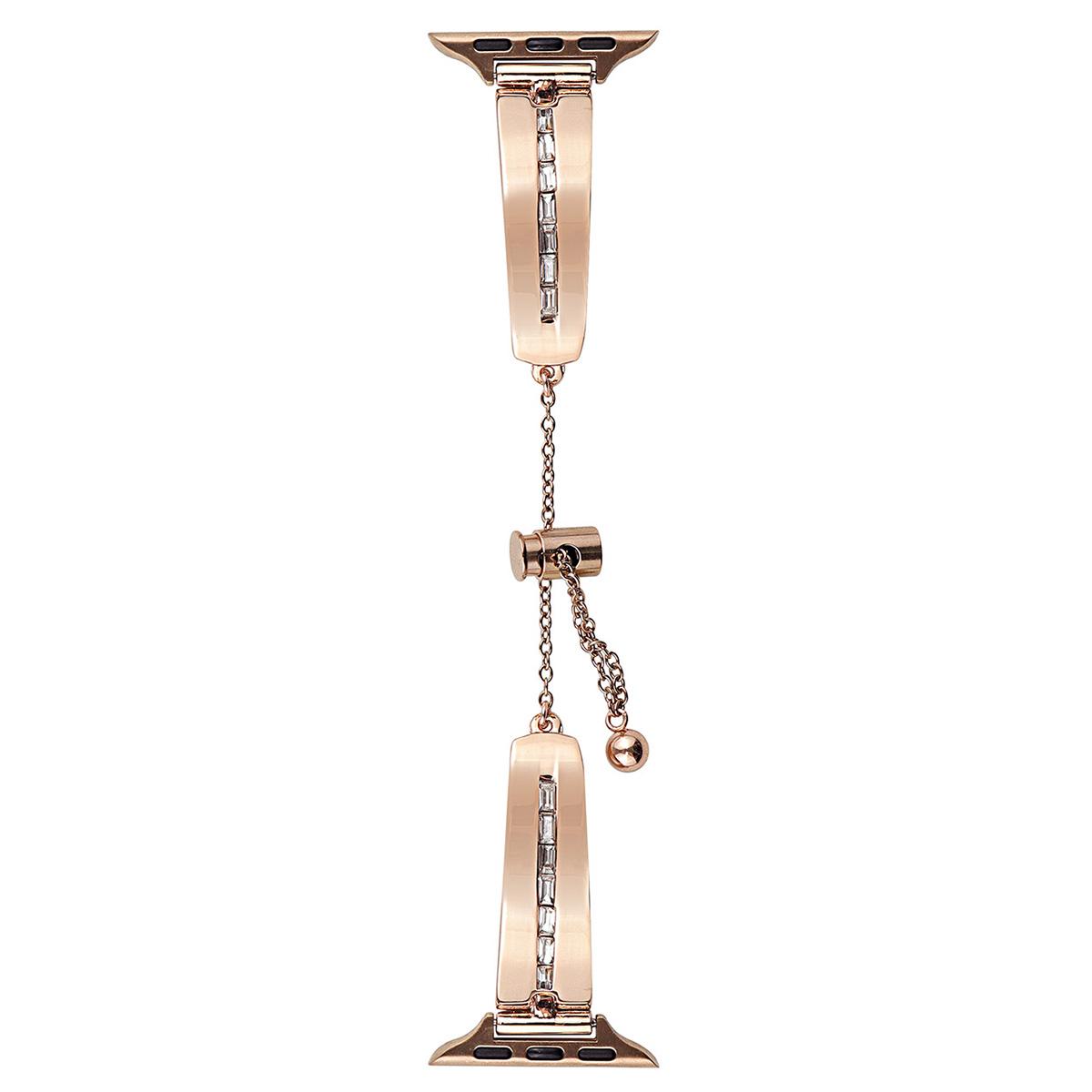 

For Apple Watch 10 46mm/Ultra 2/Ultra 49mm/9 8 7 45mm/SE (2023) SE (2022) SE 6 5 4 44mm/3 2 1 42mm Watch Jewelry Band Alloy Bracelet Rose Gold