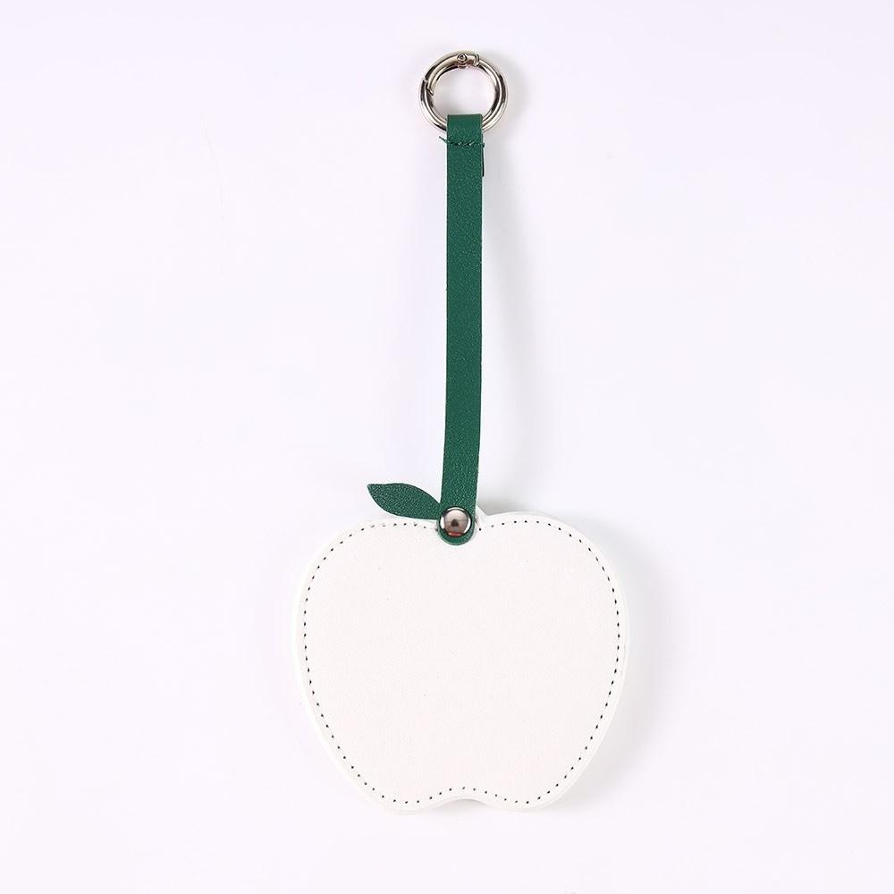 Rotate Small Mirror Fruit Shape Makeup Mirror PU Leather Colorul Fruit Keychain  Women белый