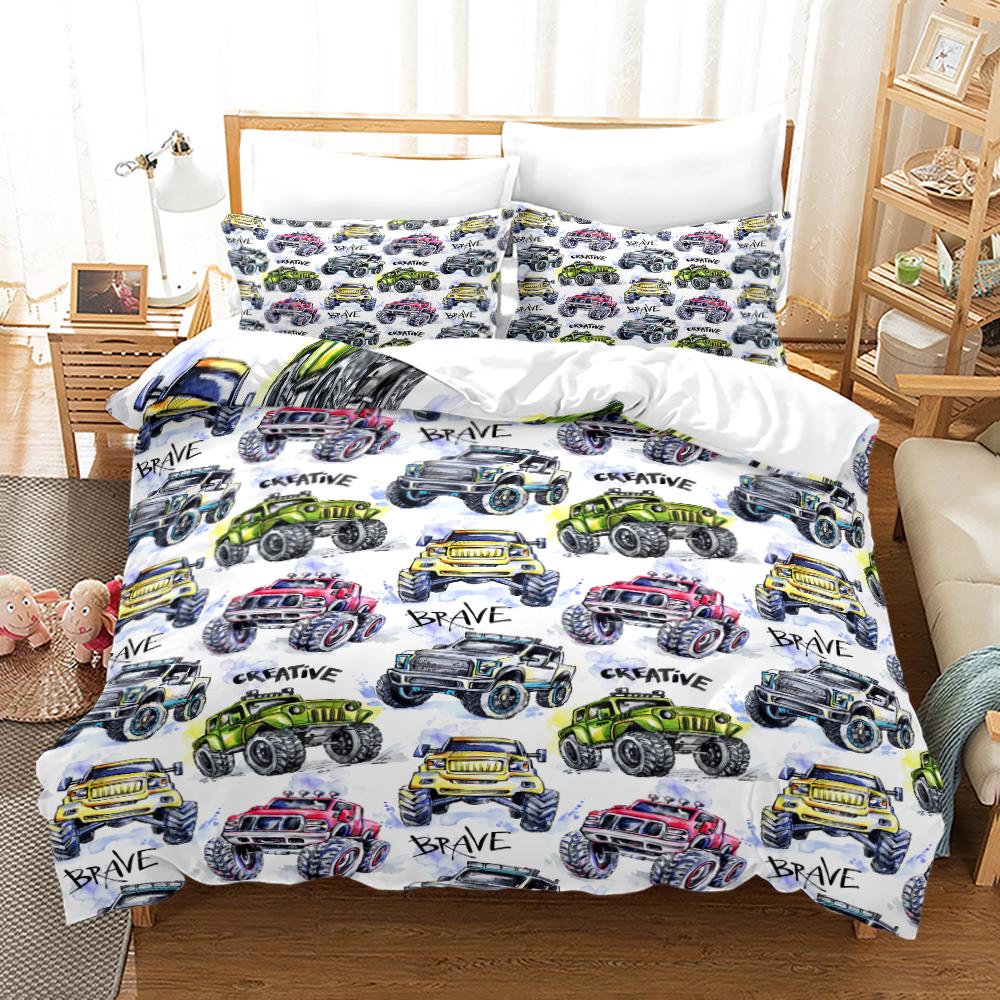 Monster Jam Bedding Set Single Twin Full Queen King Size Monster Jam F1 Bed Set Aldult Kid Bedroom Duvetcover Sets 3D Anime 022