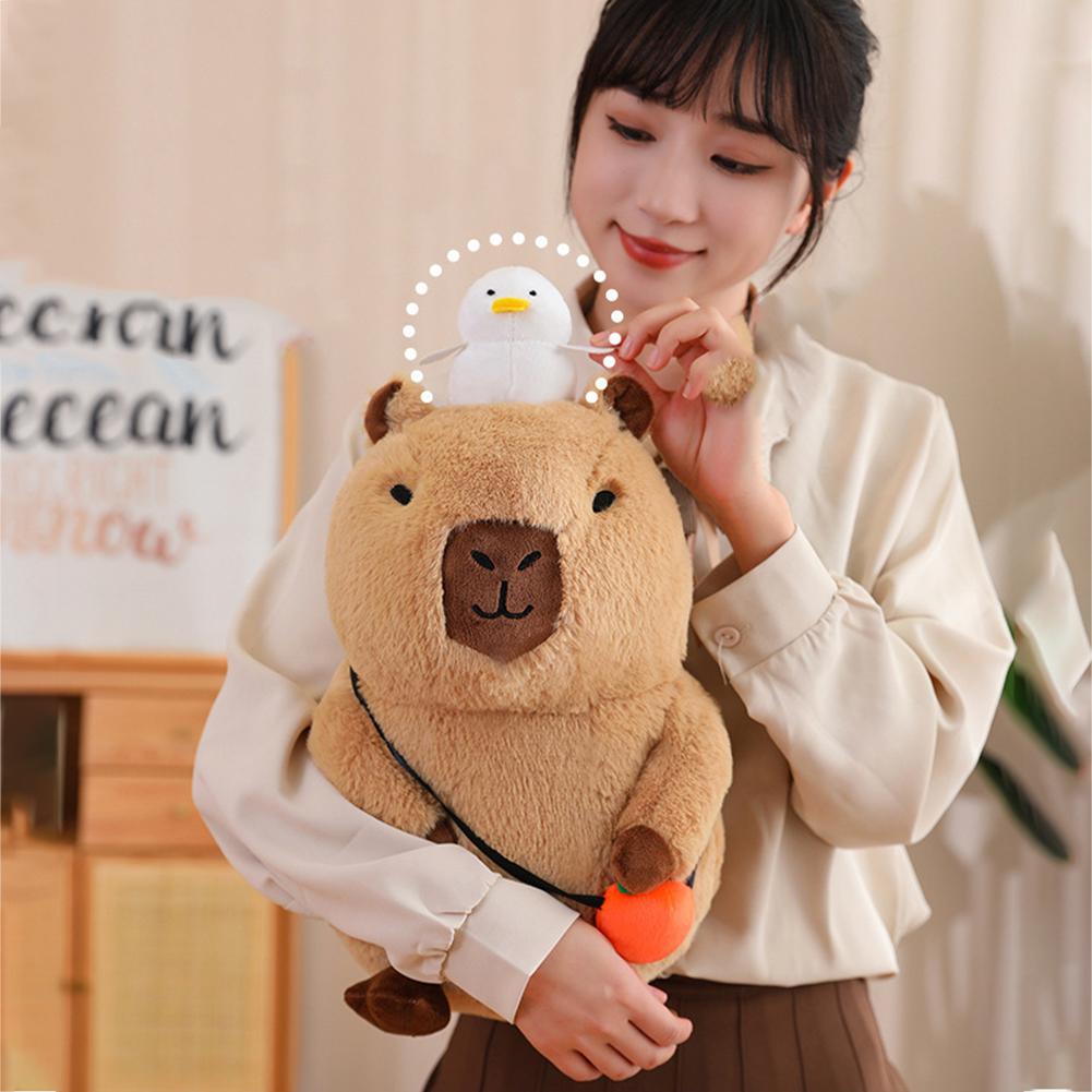 20cm Capybara Plush Toy Simulation Capibara with Fruits Fluffy Doll Stuffed Animals Bubble Pendant Funny Gift for Boys Christmas