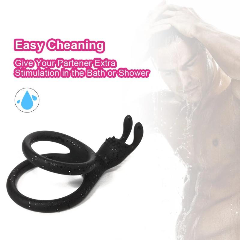 2-in-1 Silicone Penis Ring for Men – Dual Cock & Clitoris Stimulator | Ejaculation Delay & Erection Enhancer | Couples Sex Toy