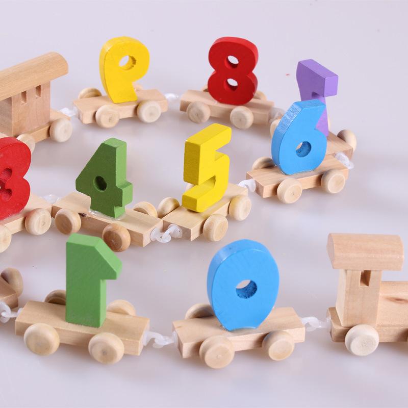 Children's Wooden Train with Numbers and Chinese Zodiac Signs