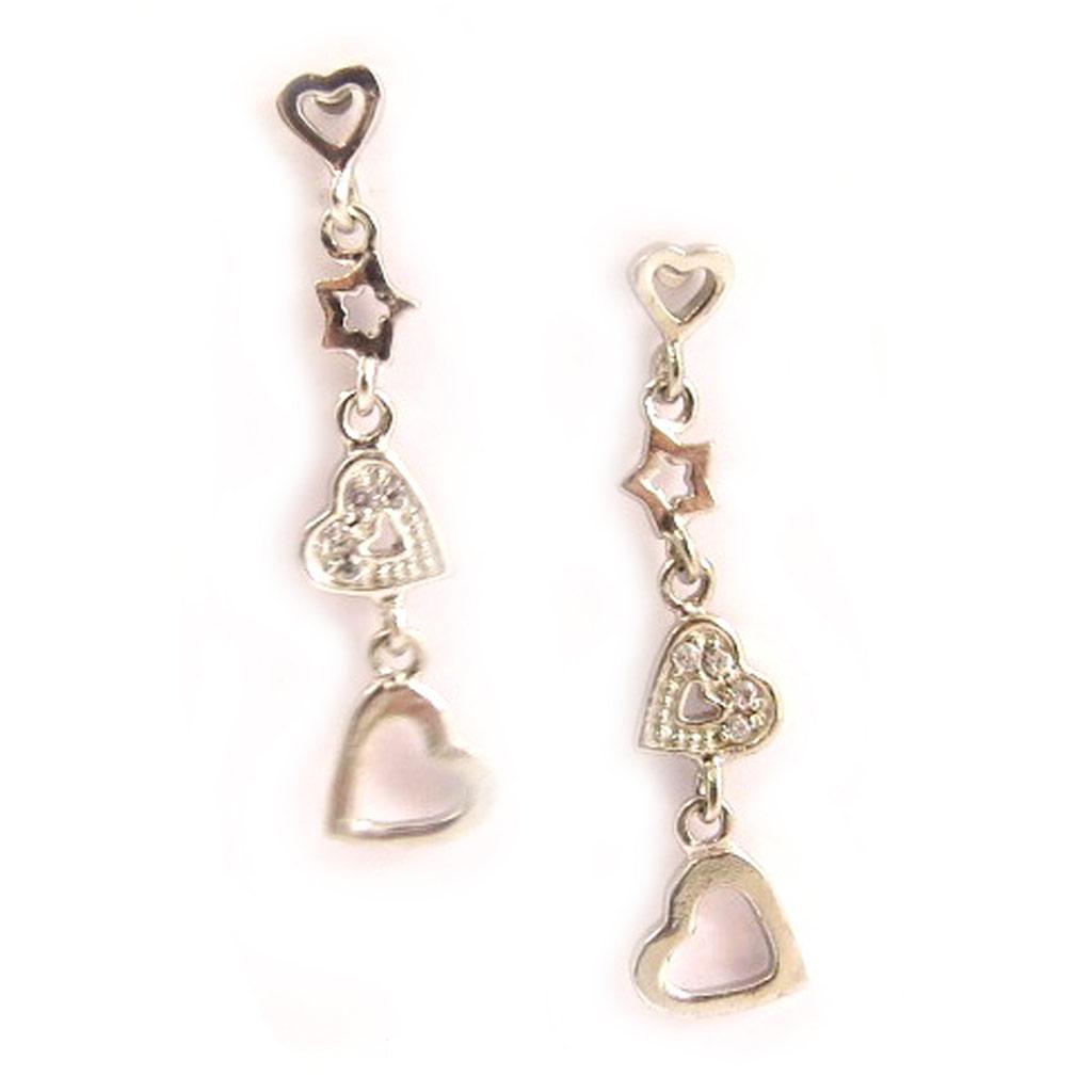 Les Trésors De Lily [C6345] - Silver Earrings 'Bonheur' Silver White (rhodium-plated) - 26x3 Mm