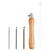 5Pcs Wooden Handle Punch Needle Set 2.5mm/3.5mm/5mm Tailors Awl Set  For Beginner Embroidery