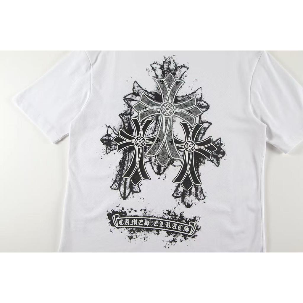 W389 CHROME HEARTS 2026 Summer New High Quality Cotton Round Neck Loose Large Size T-shirt Couple T-shirt