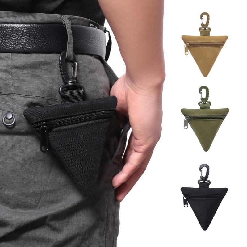 Custodia Tattica MOLLE Da Esterno, Mini Portafoglio Portatile In Nylon Con Moschettone, Per Chiavi E Carte, Nero