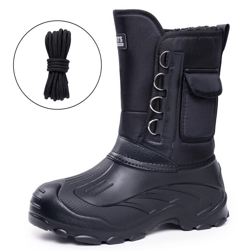 Men's High-Top Cotton Snow Boots – New Winter Style, Plus Velvet, Waterproof, Non-Slip, Slip-On.
