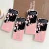 Pink Letter Flower Phone Case For Samsung Galaxy Z Flip 3 4 5 Hard Folding Clear PC Bumper For Samsung Z Flip3 Transparent Cover