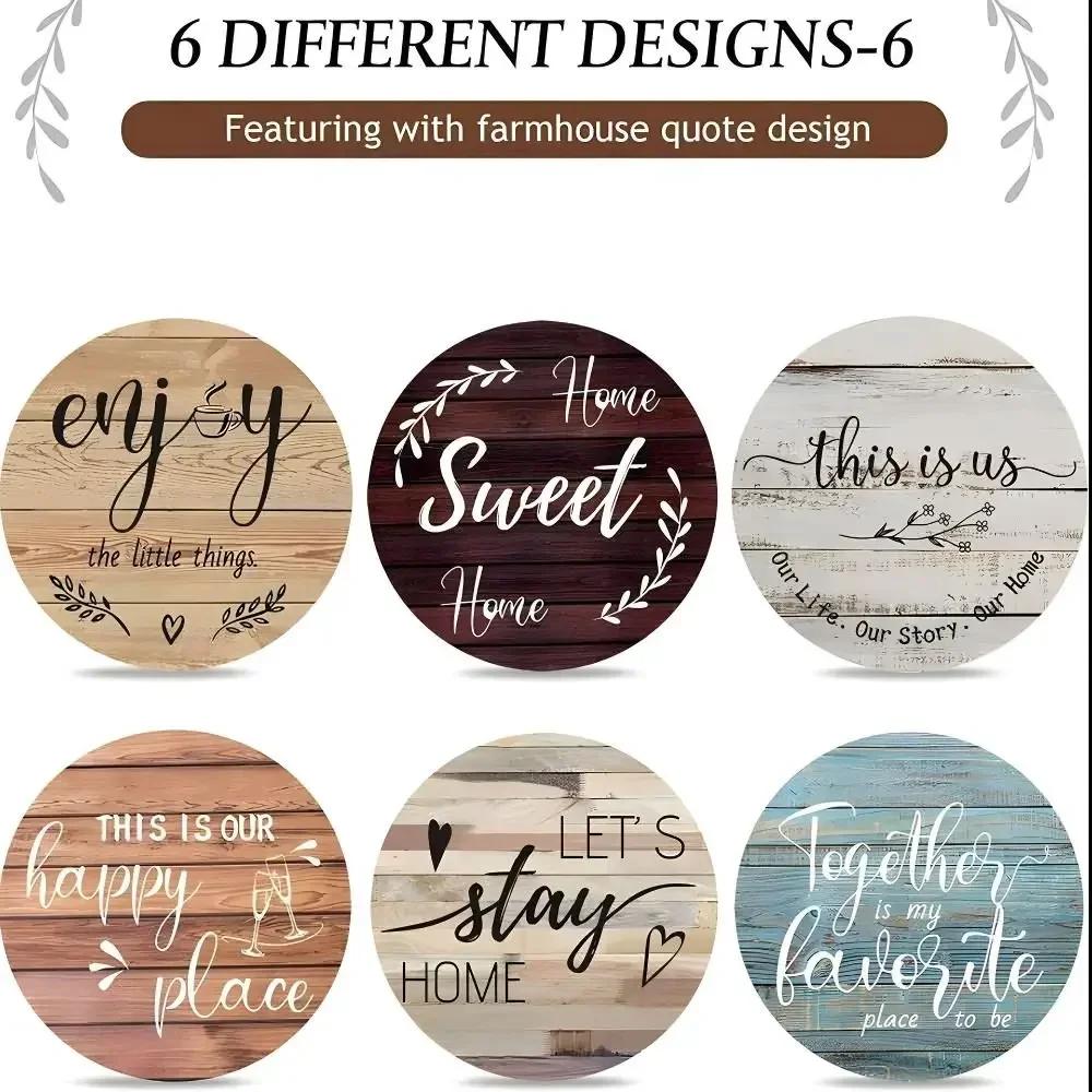 6Pcs New Home Love Insulated Coasters Anti Scald Acrylic Cup Holder Retro Kitchen Tableware Decor Accessories