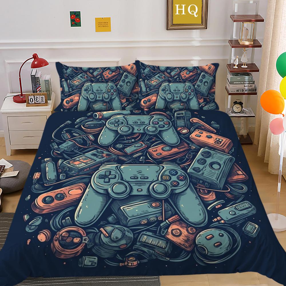 Set da letto 3D con stampa di console di gioco per la casa, moda ragazzo, copriletto taglia singola, set copripiumino, poliestere, tessili per la casa