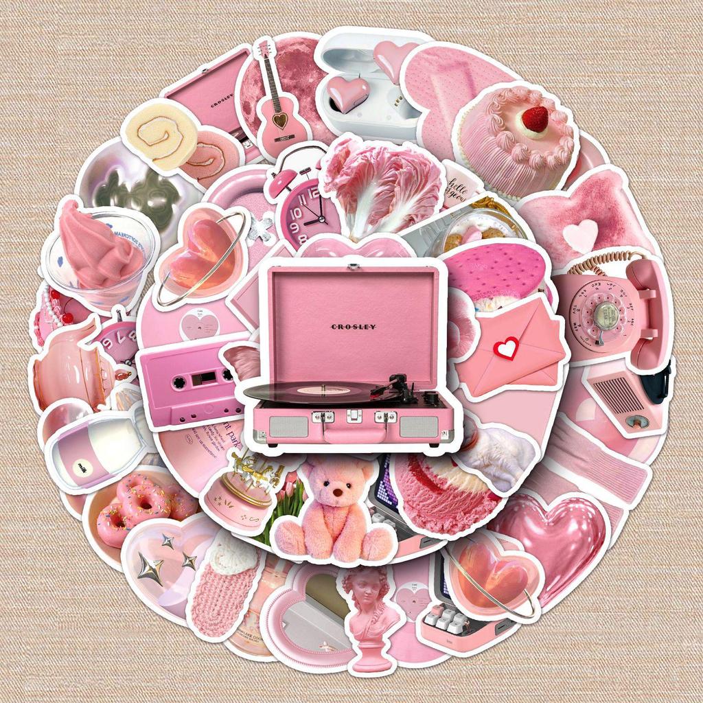 50 Pink INS Style Graffiti Stickers for Personalized DIY Projects: Diary, Milk Tea Cup, and Suitcase Decoration