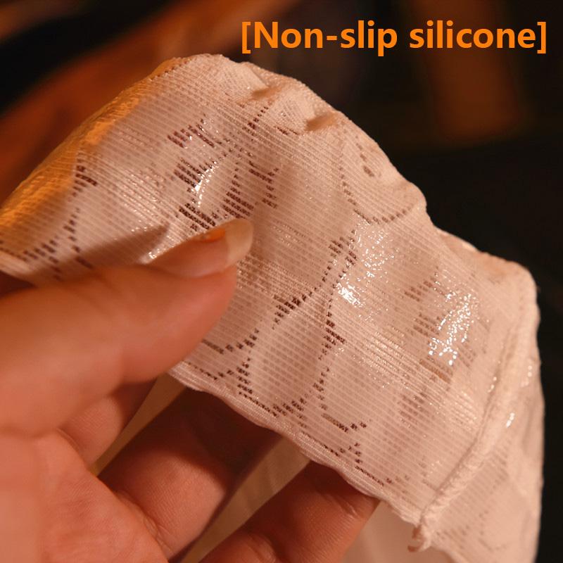 70D Women Sexy Oil Shiny Thigh High Stockings Lace Top Nylon Pantyhose Long Over The Knee Silk Stockings With Anti-Slip Silicone