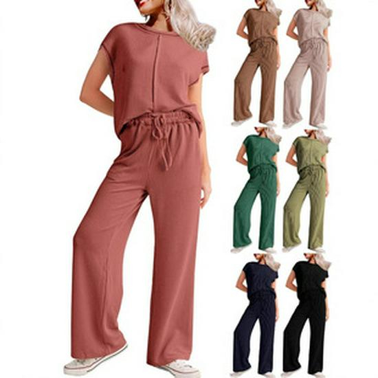 2025 New Plus Size Women's Round Neck Casual Short Sleeve Dress - European and American Style
