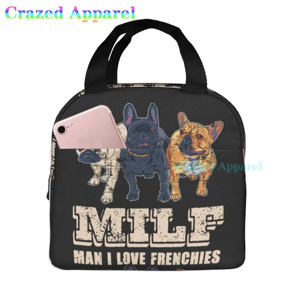 French Bulldogs Dog Insulated Lunch Bag for Women, Men, and Kids, Large and Reusable, Handle, Freezable Work and School Travel