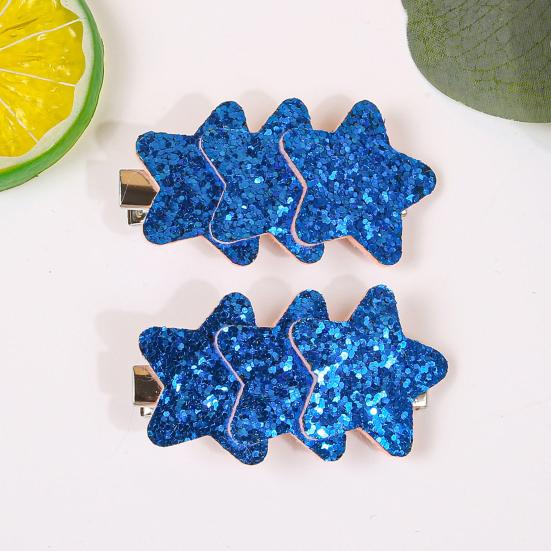 Girl Hairpin Sparking Sequins Star-Shaped Design Lightweight Hair Clip Easy One-Handed Operation Stable Clamping Non-Slip Hair Accessory