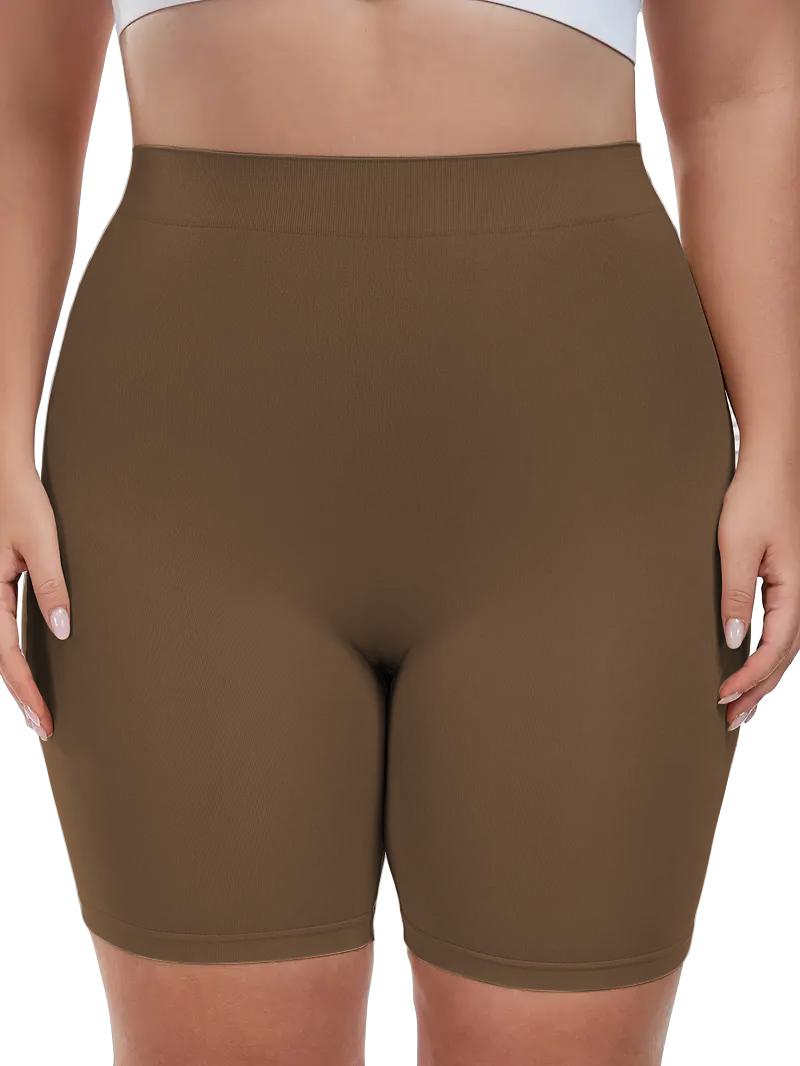 

Шорты для коррекции фигуры больших размеров, Повседневный облегающий дизайн для любого сезона, Легкая и удобная трикотажная ткань 4XL кофейный