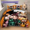 3pcs Demon Slayer Printed Quilt Set - Includes 1 Quilt Cover and 2 Pillowcases, Machine Washable - Suitable for All Seasons.L035