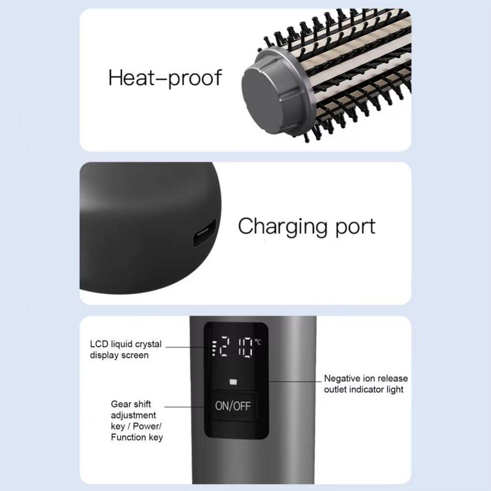 Cordless Electric Hair Straightening Comb 3 Temperature Portable Hair Straightener  Travel Use