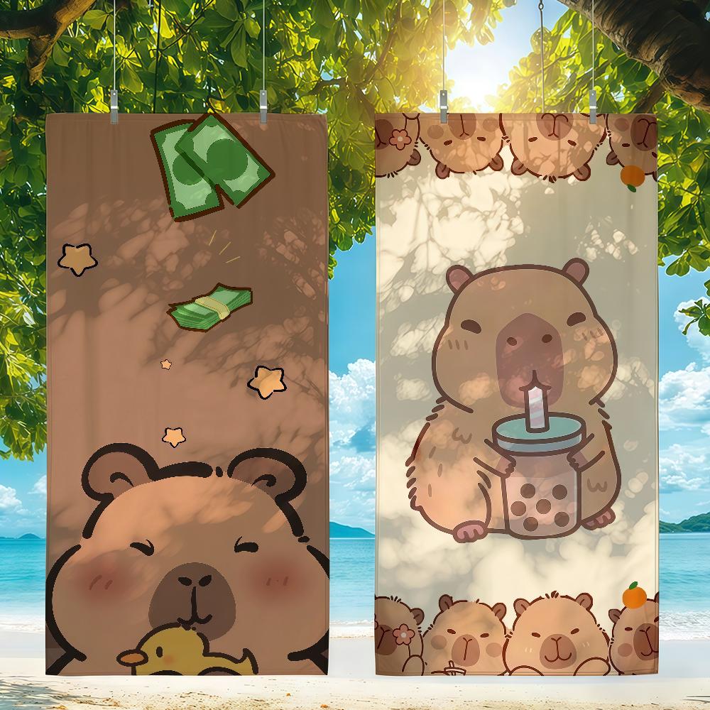 Süßes Capybara Handtuch Strandtuch Reise Leicht Hautfreundlich für Pool Strand Camping Kreuzfahrt Sommer