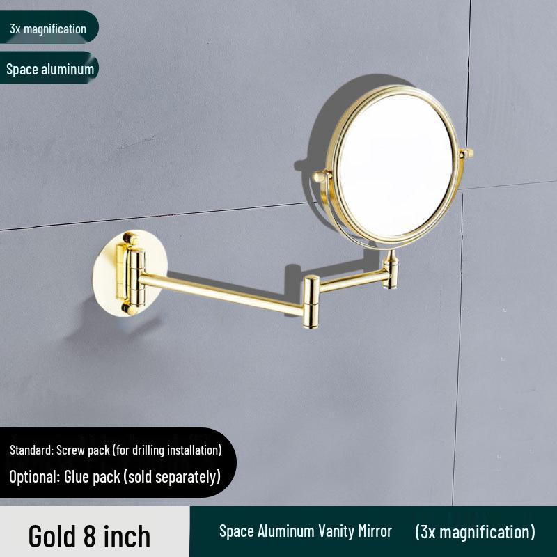 Wall-Mounted Rotating Double-Sided Vanity Mirror with Magnification